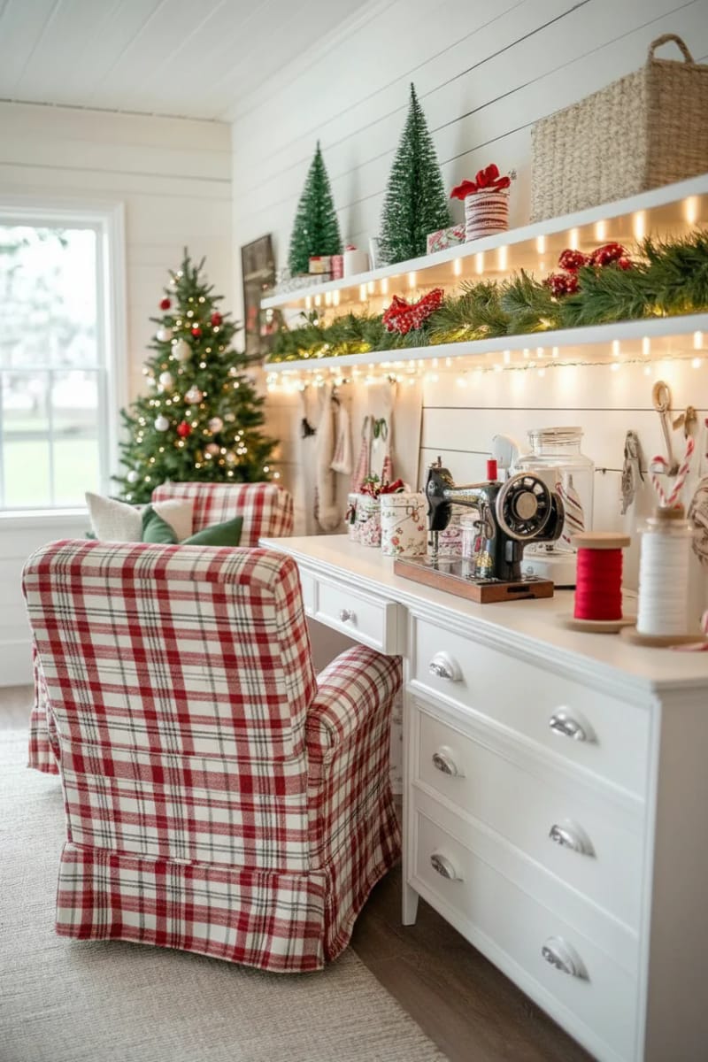 classic plaid or gingham fabric slipcovers for your sewing chair 1