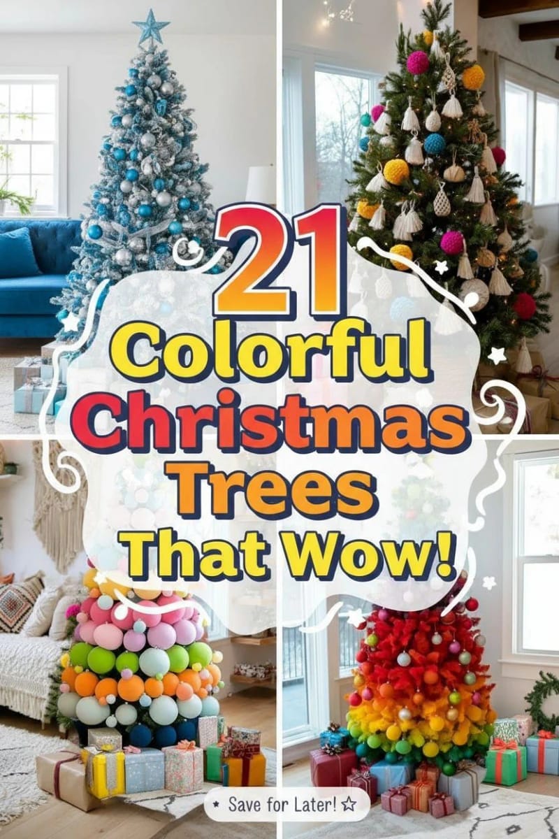 21 Whimsical Colorful Christmas Trees That Wow! 50 colorful christmas tree - Collage 49