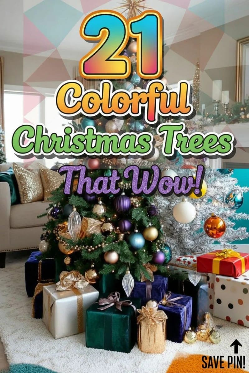 21 Whimsical Colorful Christmas Trees That Wow! 57 colorful christmas tree - Collage 56