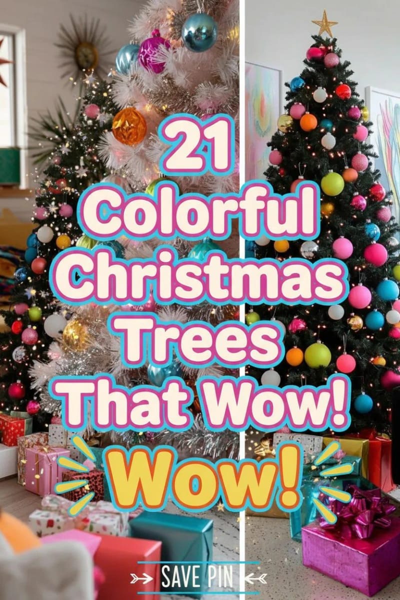 21 Whimsical Colorful Christmas Trees That Wow! 60 colorful christmas tree - Collage 59