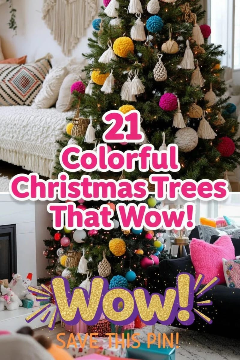 21 Whimsical Colorful Christmas Trees That Wow! 61 colorful christmas tree - Collage 60