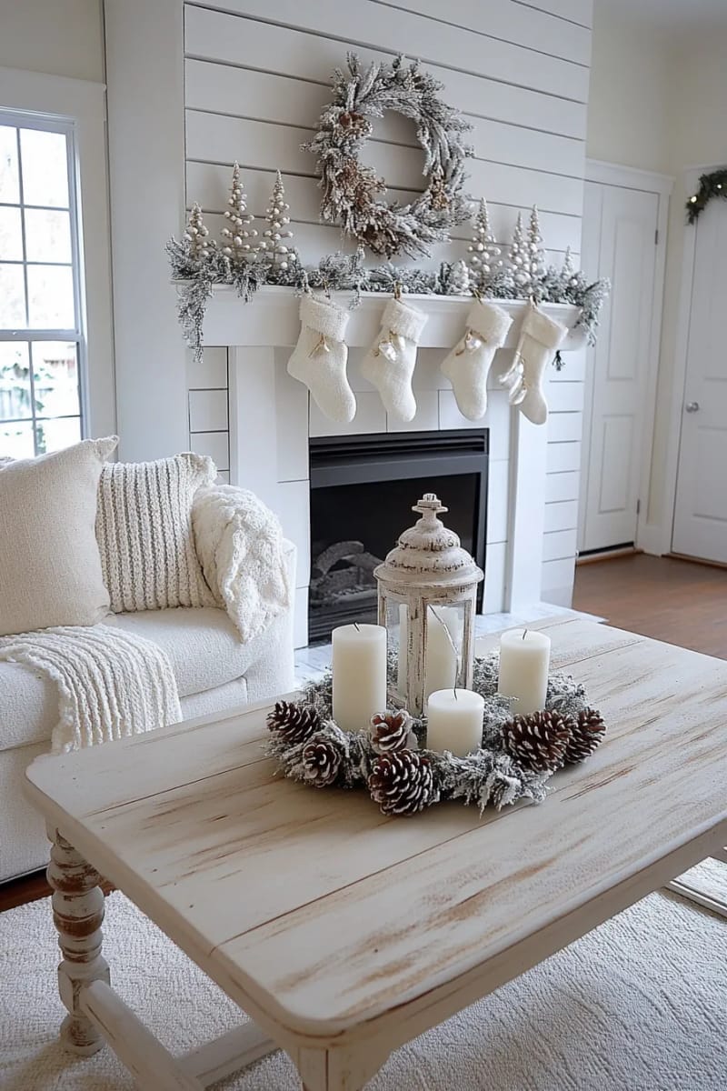 cotton-wrapped wreath with rustic bow and silver jingle bells 1