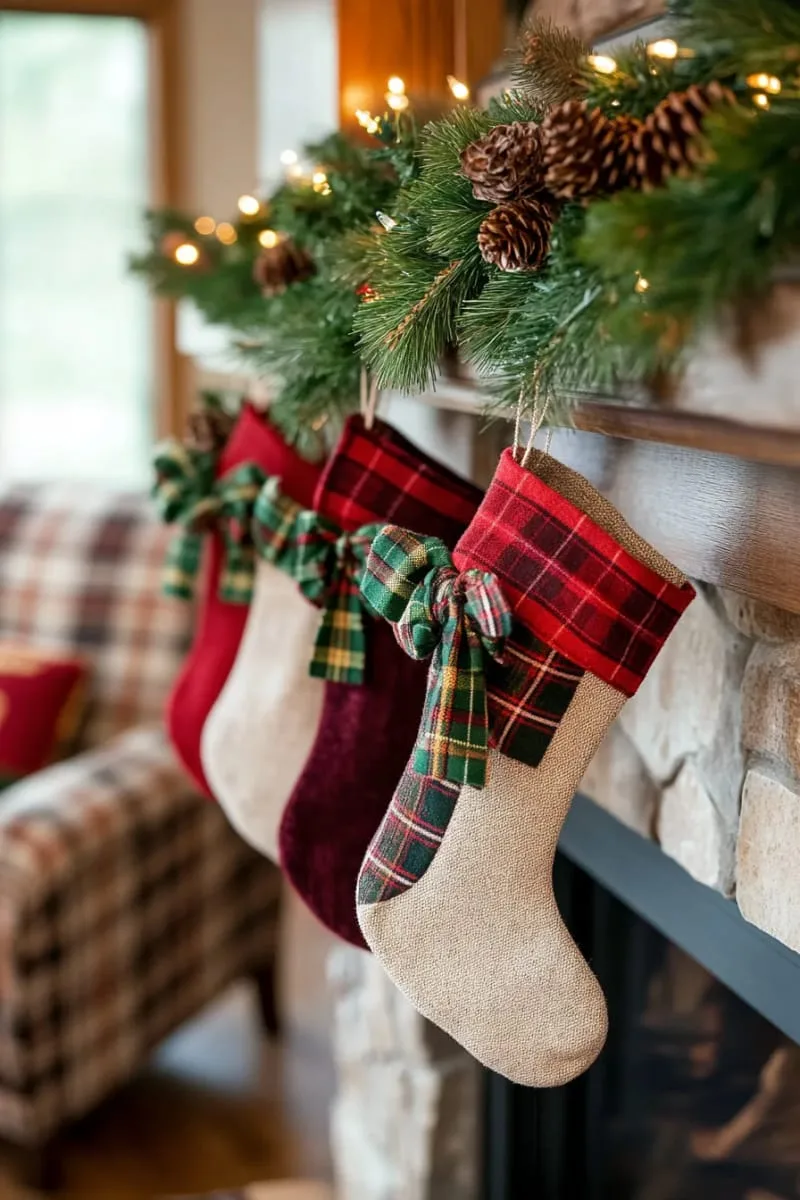 decorate with plaid bows and velvet ribbons for a cozy farmhouse touch 1