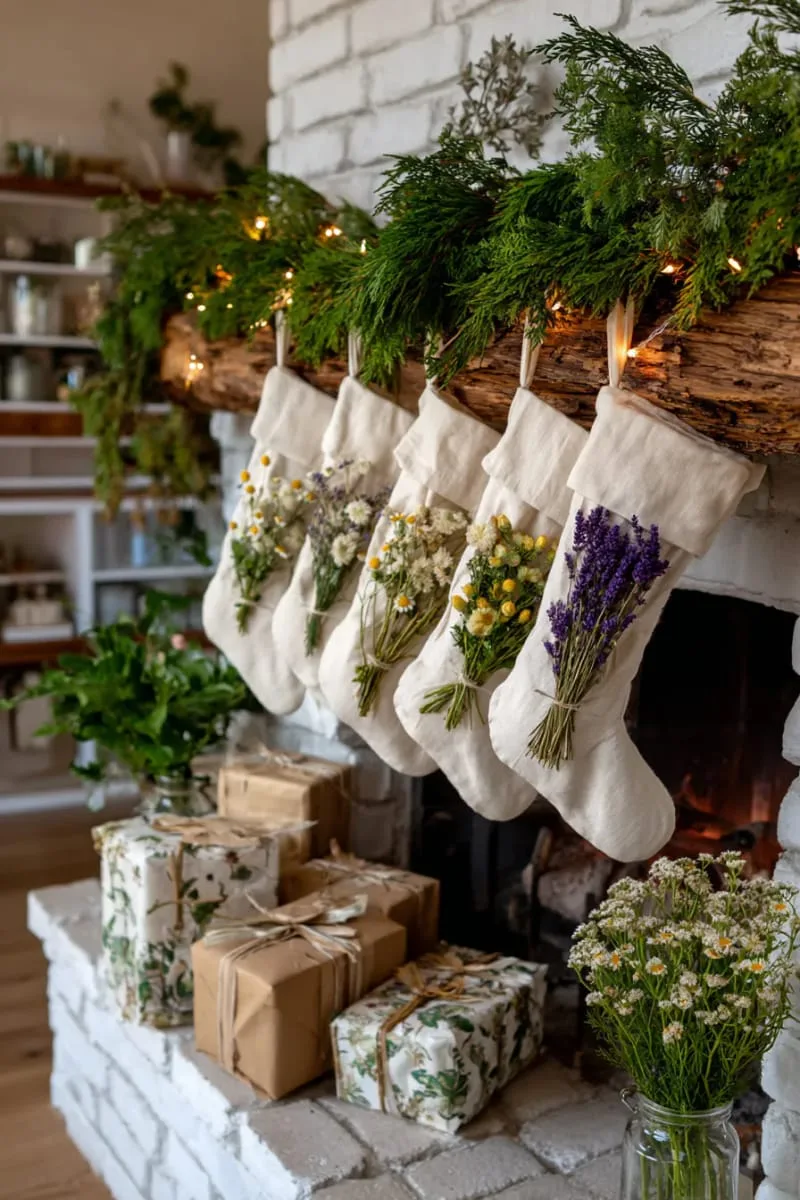 decorate with pressed dried flowers and herbs for a botanical stocking 1