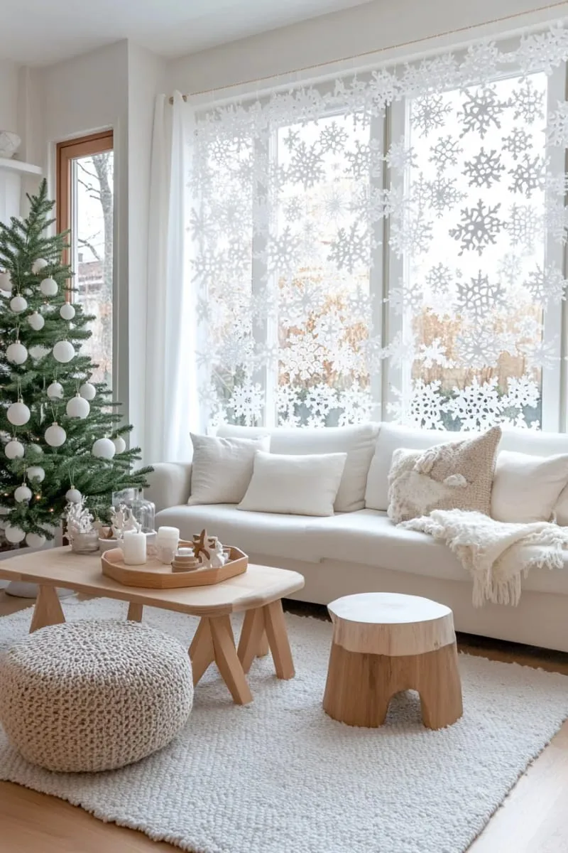 delicate paper lace snowflake garlands in pure white for windows 1