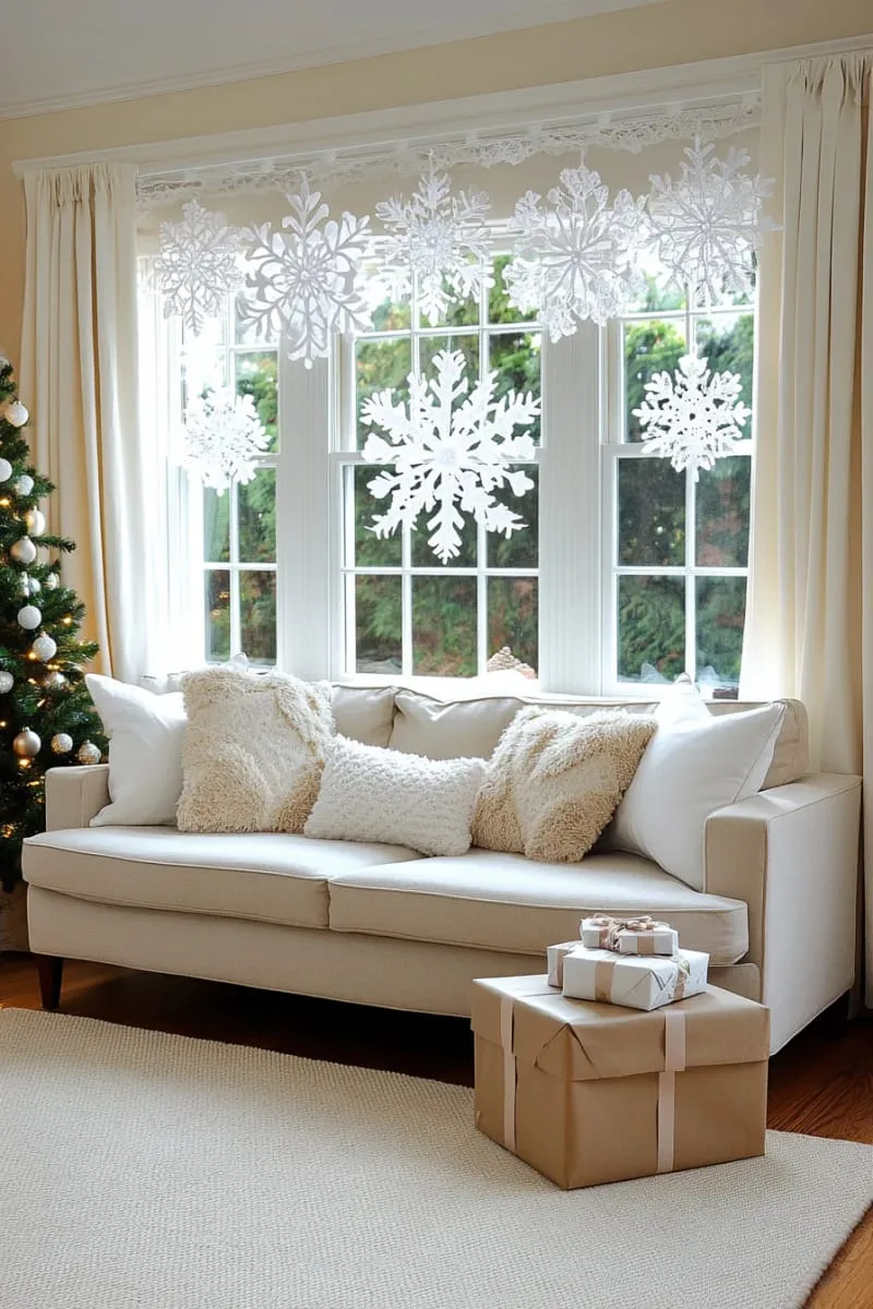 delicate paper lace snowflake garlands in pure white for windows 1