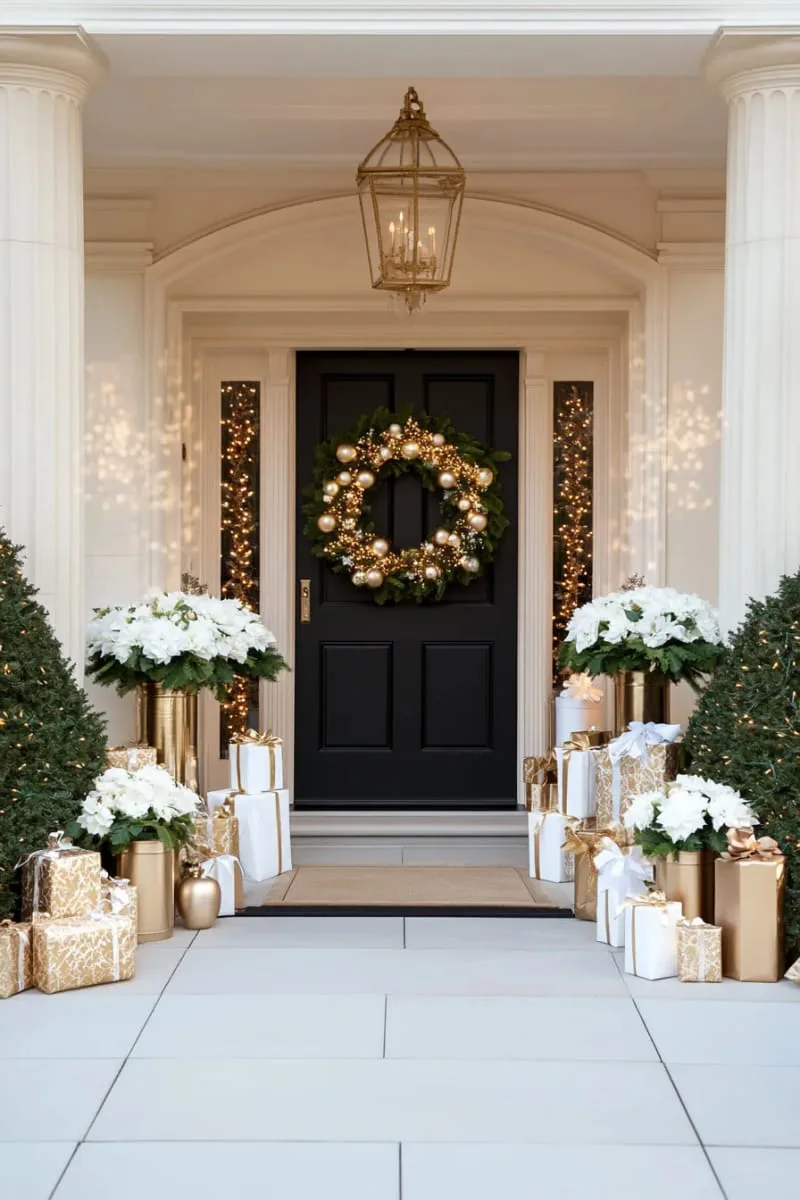 elegant gold and white lanterns with flickering flameless candles 1