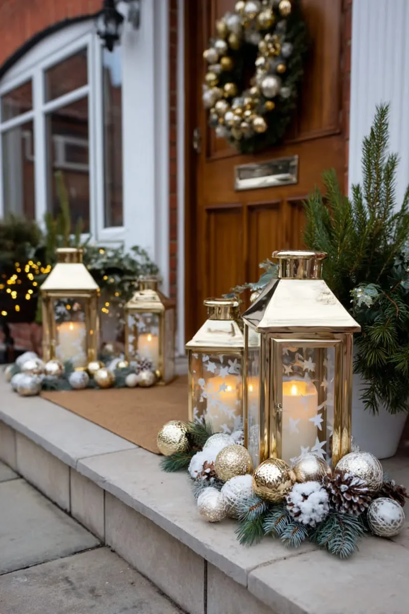 elegant gold and white lanterns with flickering flameless candles 1