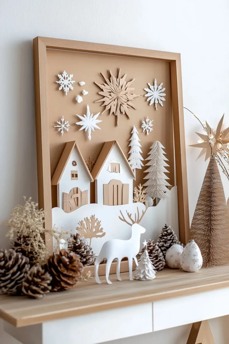 framed 3d paper christmas scenes for unique wall art 1