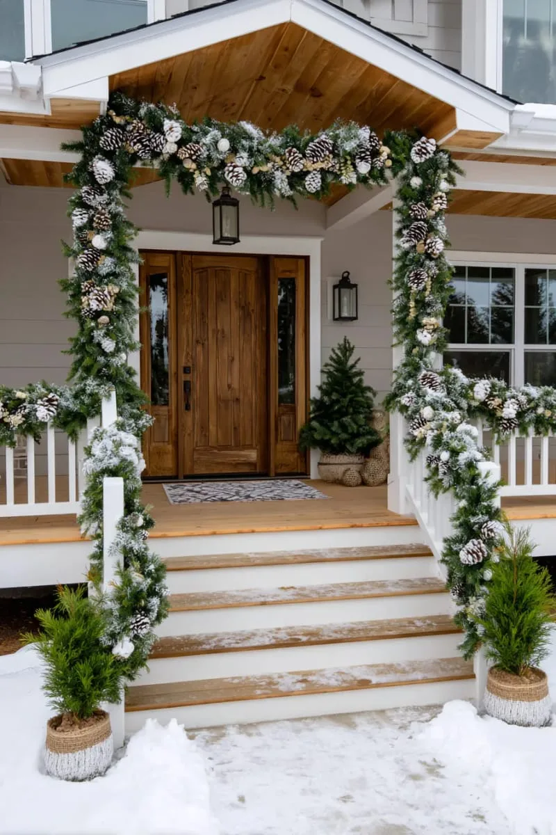 garland woven with frosted pinecones, white berries, and snowy twigs 1