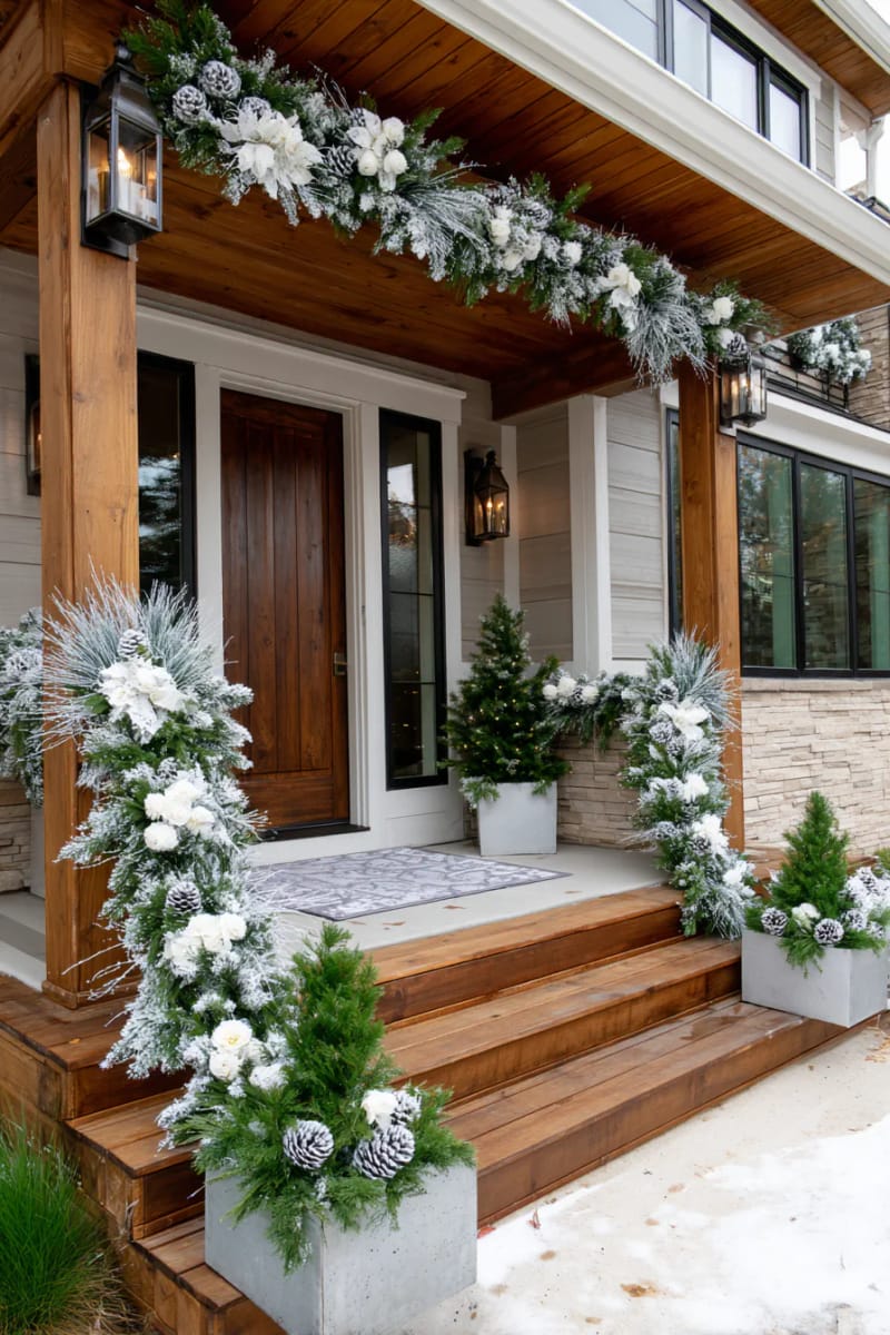 garland woven with frosted pinecones, white berries, and snowy twigs 1