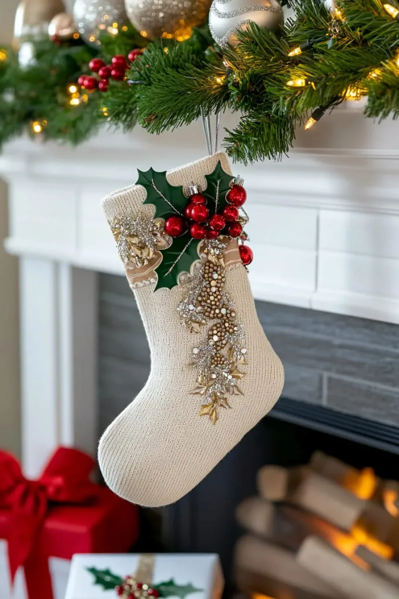glue on sparkling sequins and beads for a glamorous, shimmery stocking 1