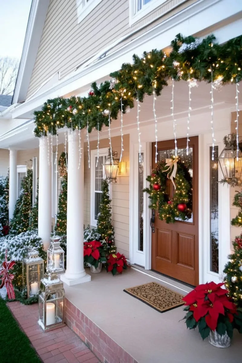hanging garland arch with shimmering icicle string lights 1