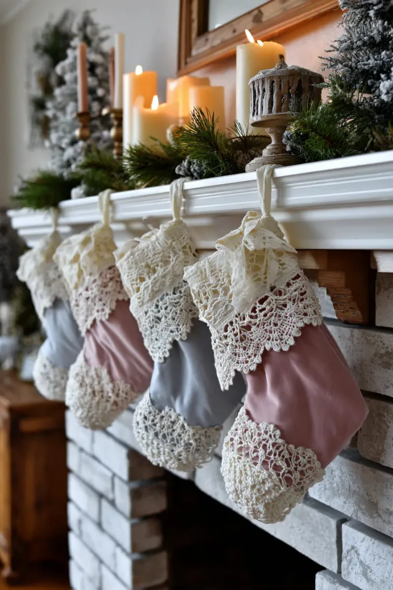 layer lace trim and delicate doilies for a shabby chic holiday style 1