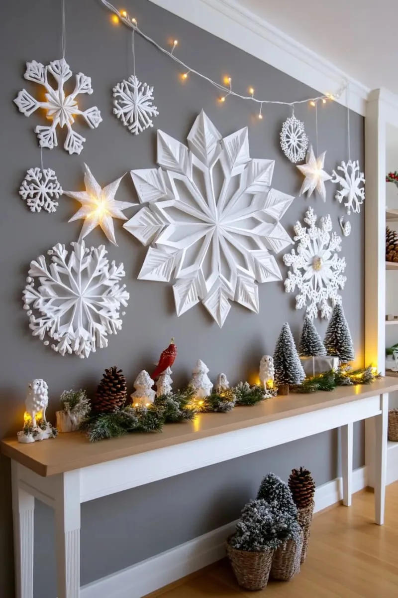 layered 3d paper snowflake stars for dramatic winter wall decorations 1