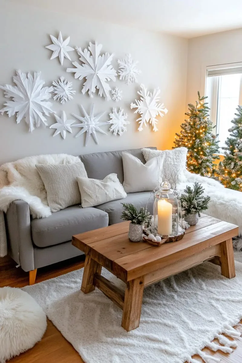 layered 3d paper snowflake stars for dramatic winter wall decorations 1