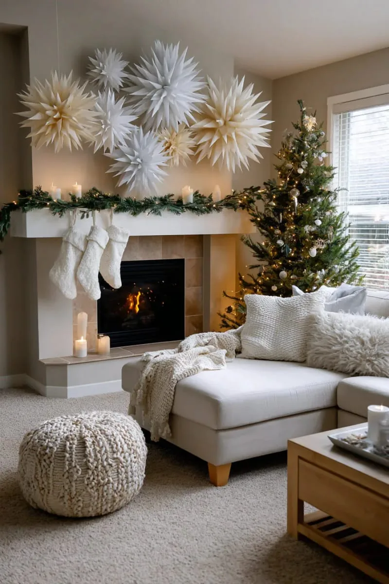 monochrome paper starburst clusters for a neutral christmas look 1