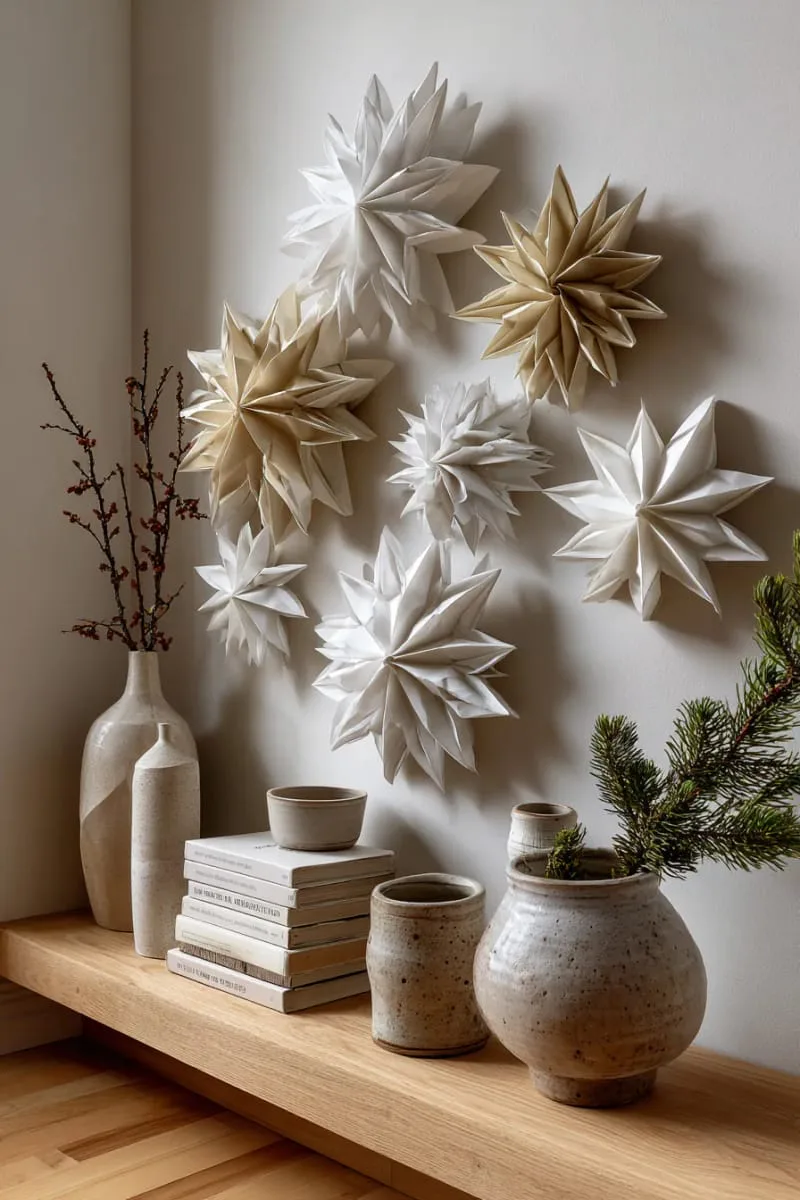 monochrome paper starburst clusters for a neutral christmas look 1