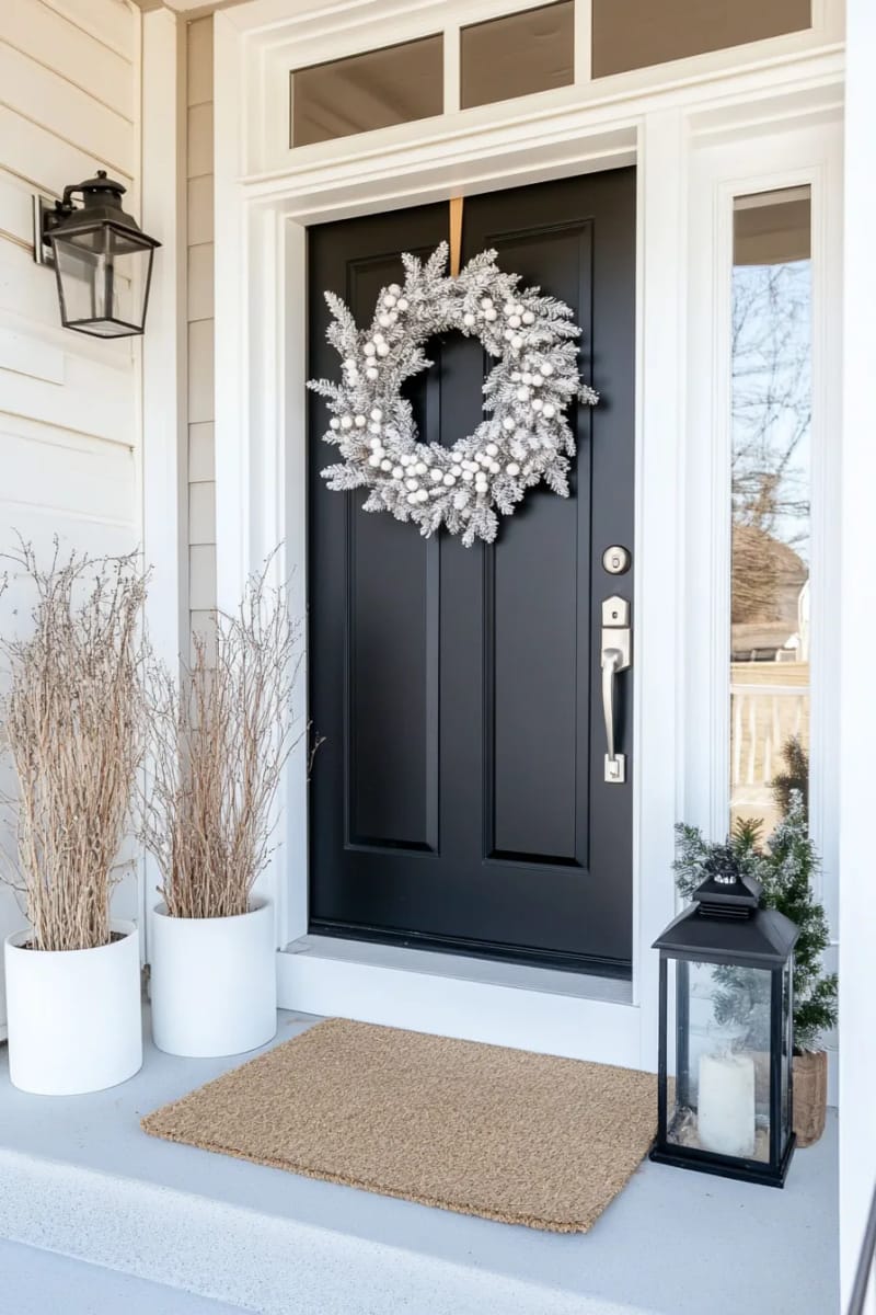 monochrome wreath with all-white berries and matte foliage 1