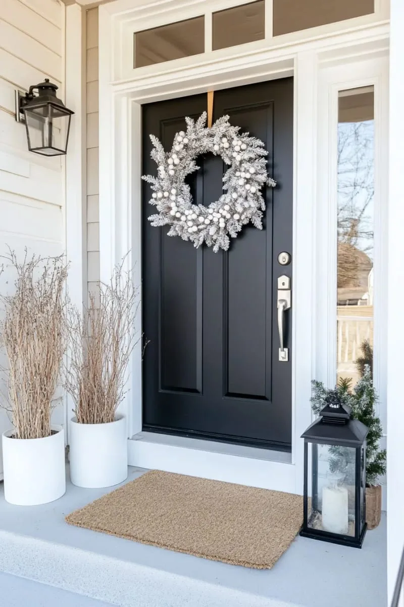 monochrome wreath with all-white berries and matte foliage 1