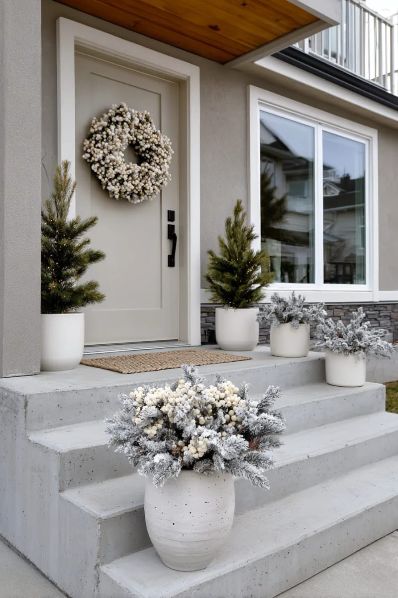 monochrome wreath with all-white berries and matte foliage 1