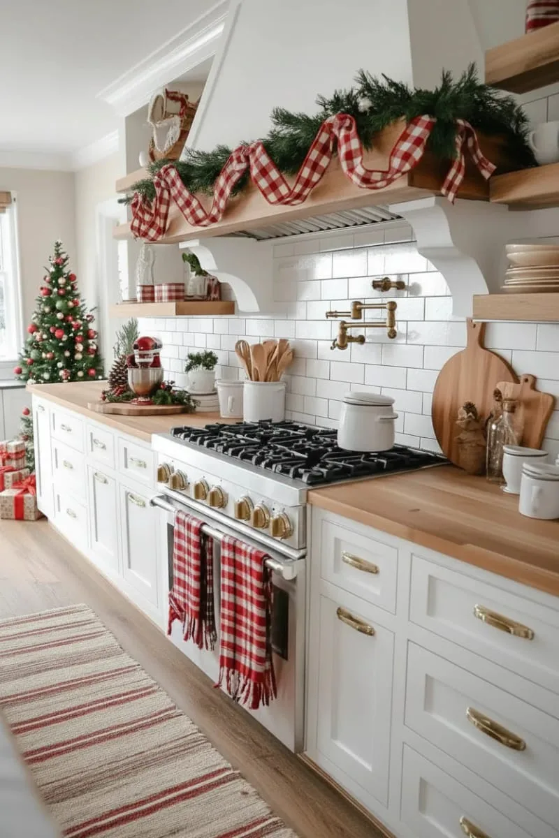 plaid ribbon bands paired with sprigs of cedar for farmhouse charm 1