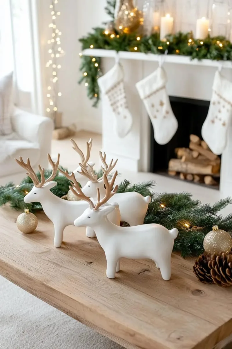 pottery reindeer family with minimalist antler shapes and textured glaze 1
