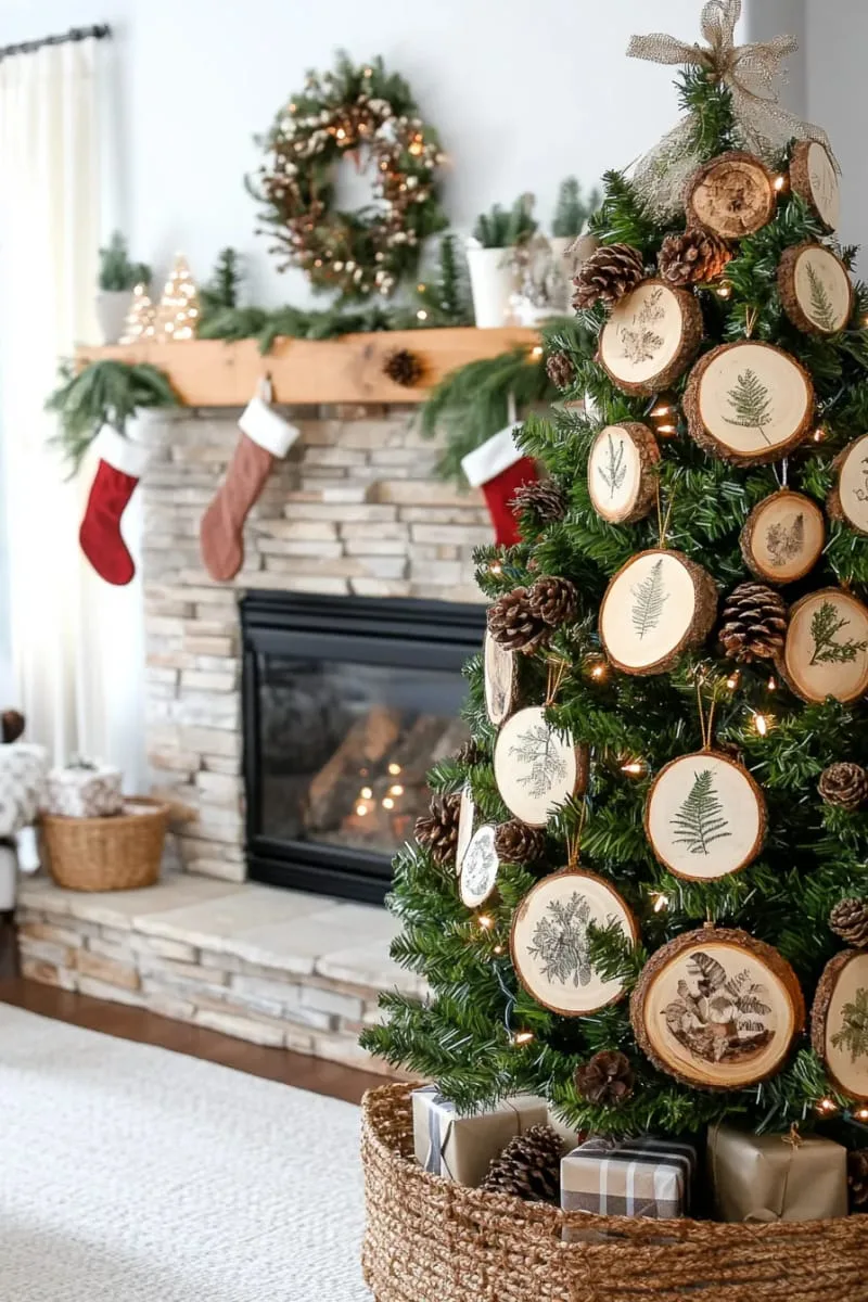 rustic branch slice ornaments adorned with pressed botanical elements 1