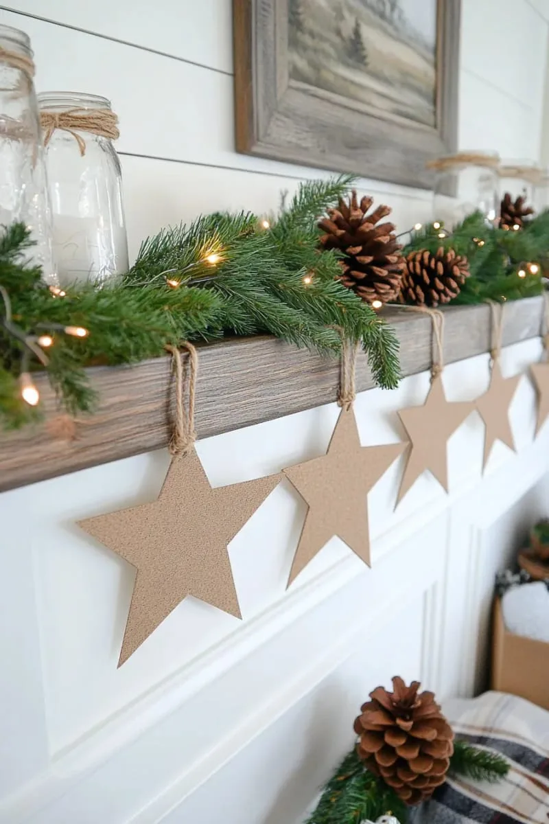 rustic kraft paper star garlands with twine for country christmas charm 1
