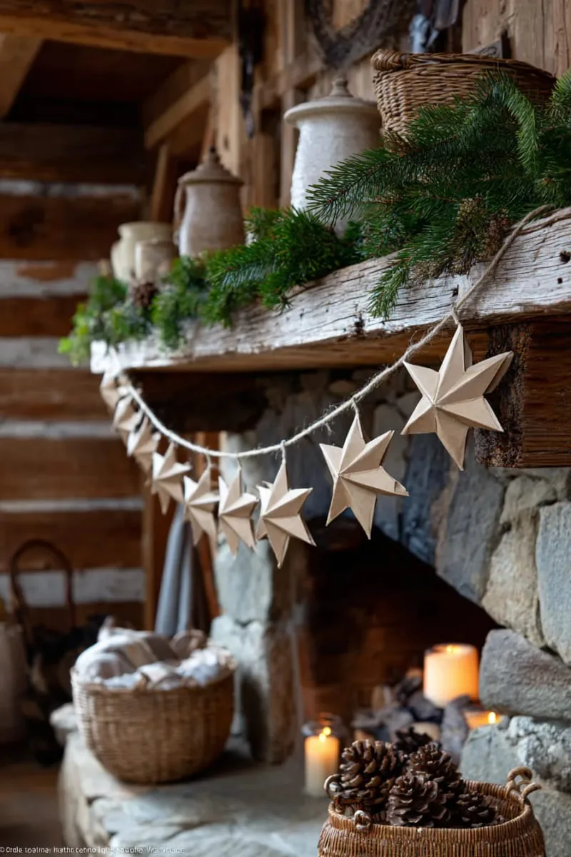 rustic kraft paper star garlands with twine for country christmas charm 1