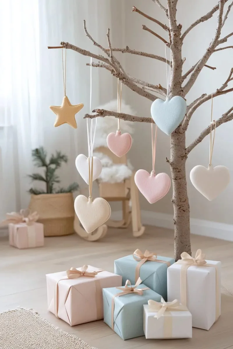 21 Whimsical Colorful Christmas Trees That Wow! 34 scandinavian-inspired pastel tree with soft felt ornaments and paper stars 1