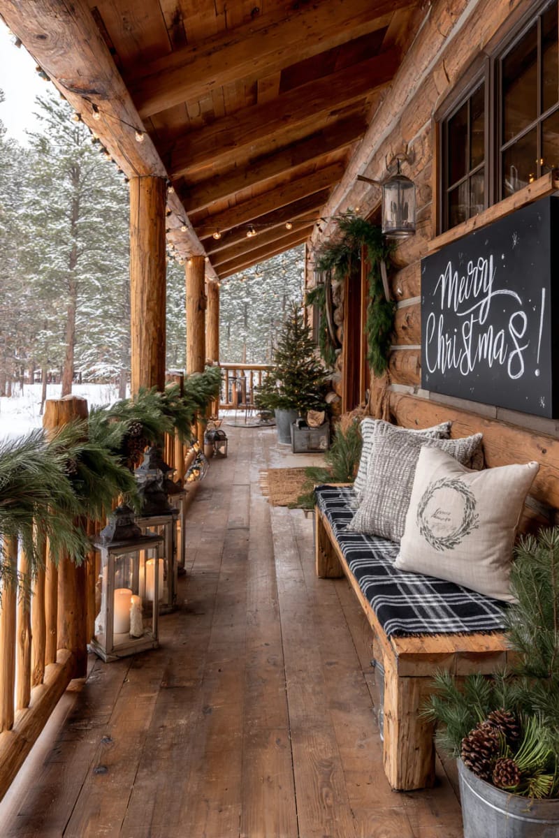 simple chalkboard sign with handwritten christmas greeting and tiny wreath 1