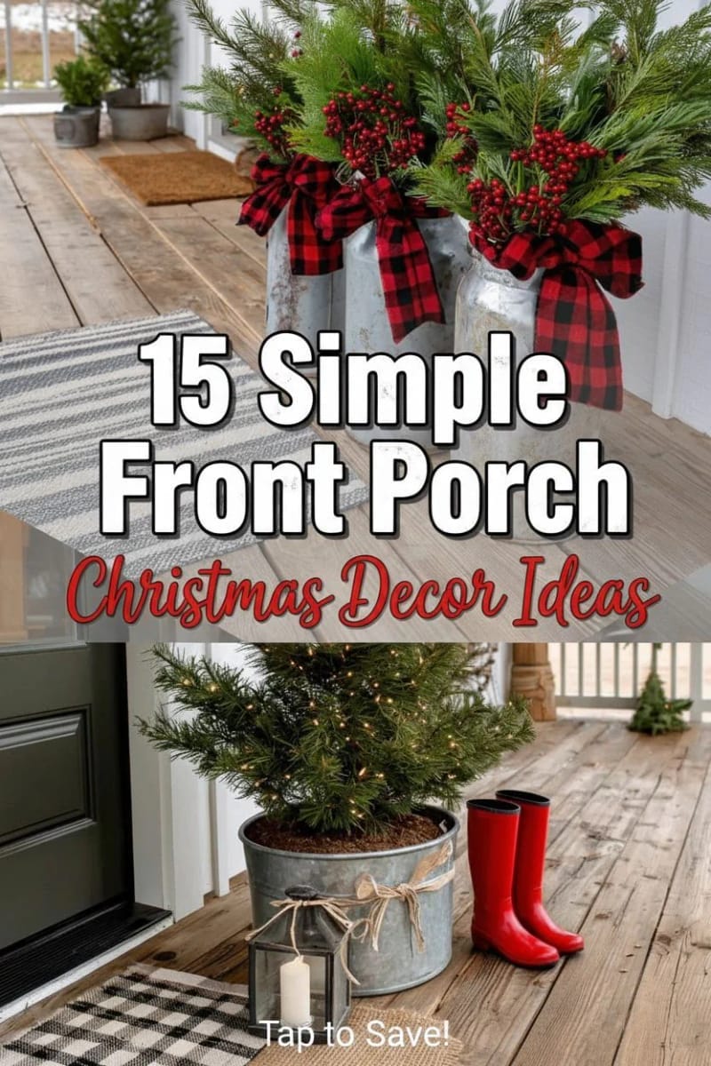 15 Simple Front Porch Christmas Decor Ideas for a Farmhouse Cozy Charm 48 simple front porch christmas decor ideas for farmhouse - Collage 47