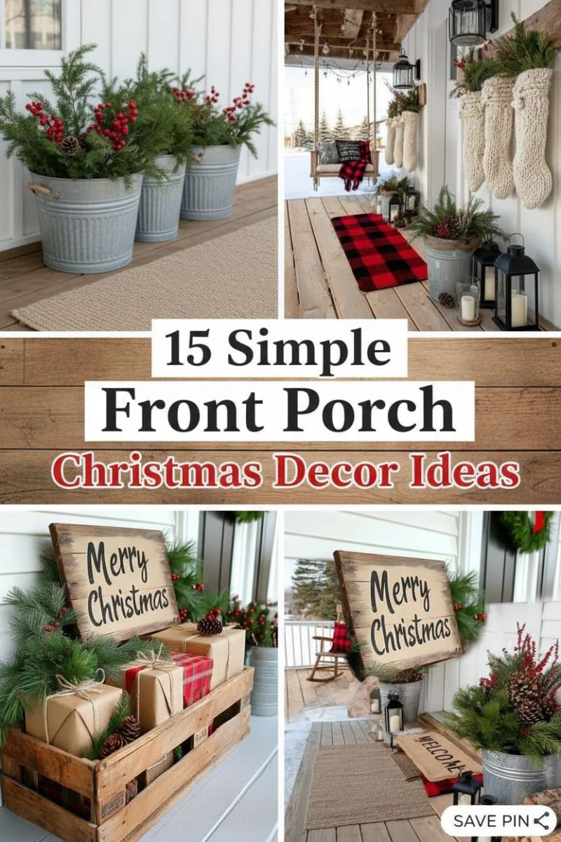 15 Simple Front Porch Christmas Decor Ideas for a Farmhouse Cozy Charm 50 simple front porch christmas decor ideas for farmhouse - Collage 49