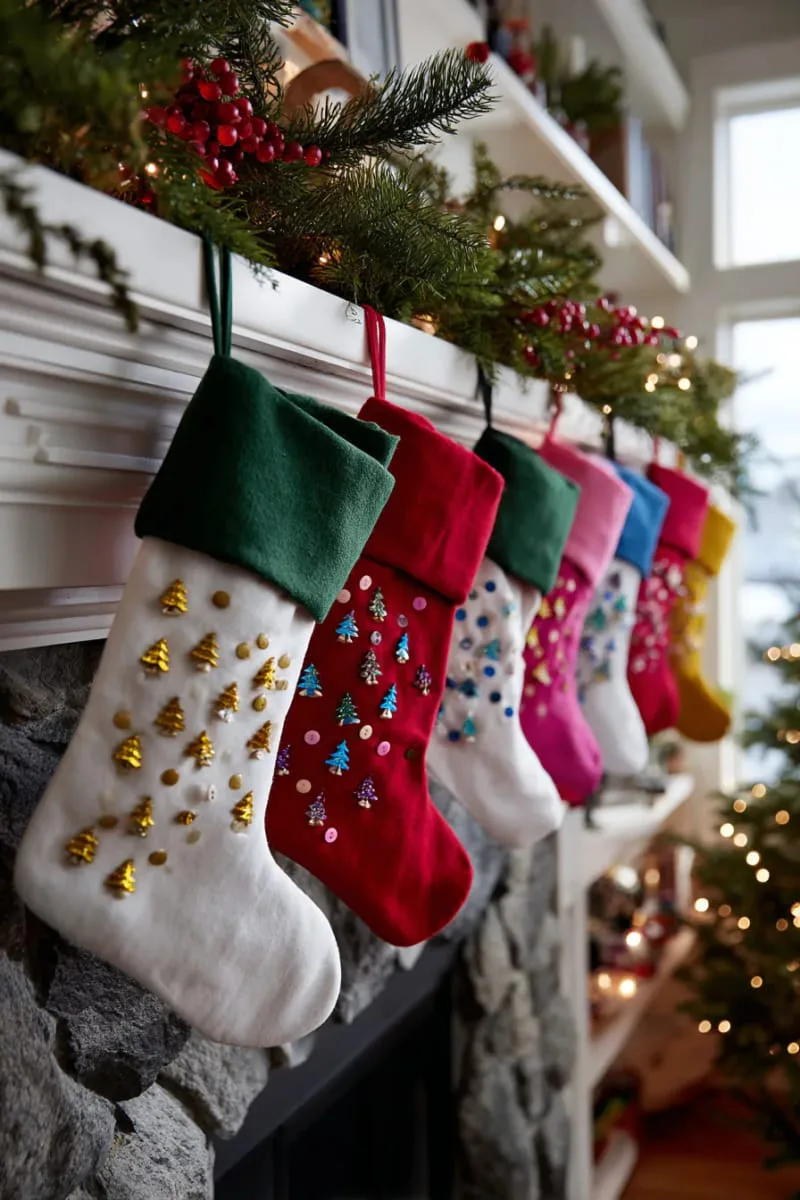 stitch on colorful buttons in tree or star shapes for a crafty statement 1