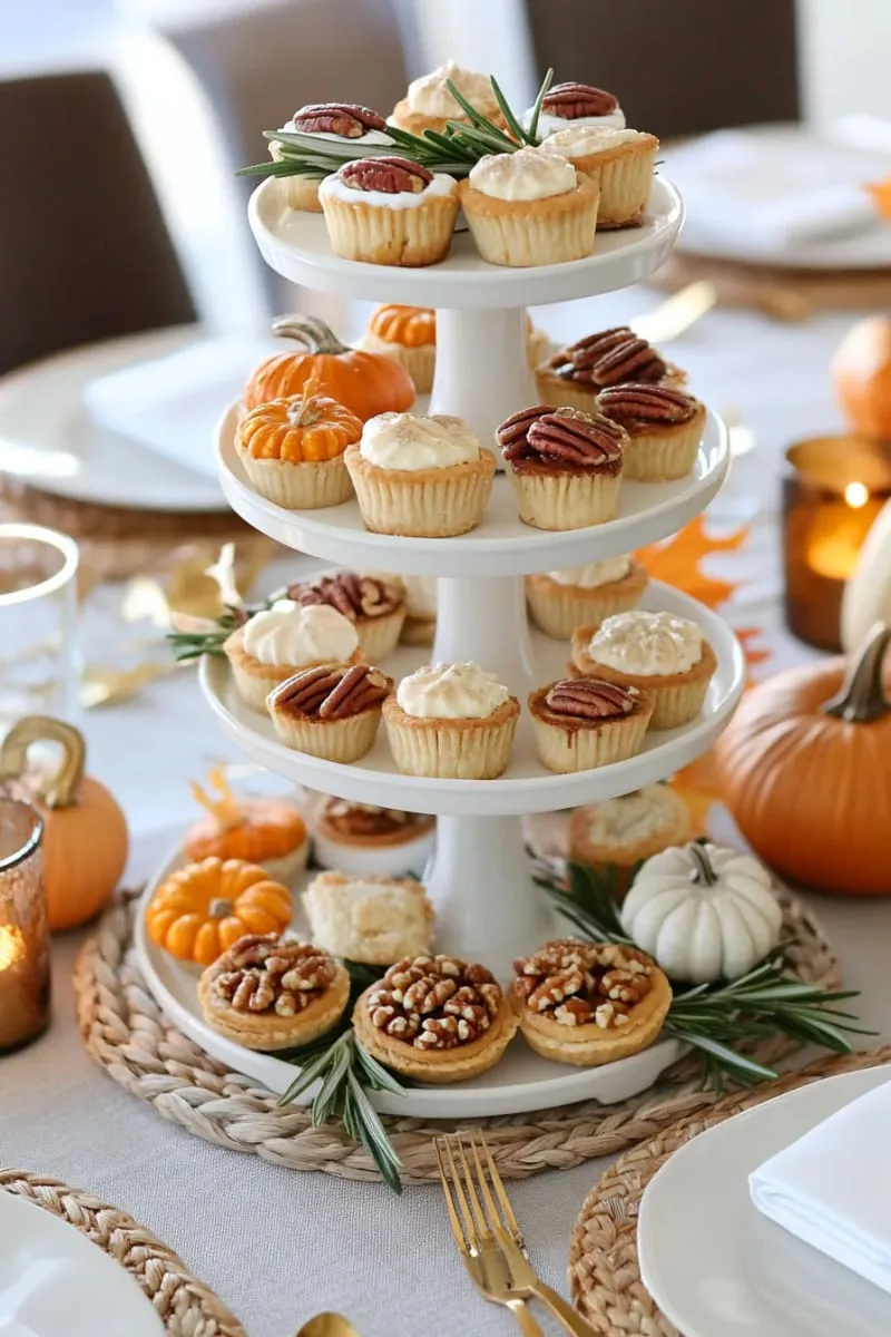 tiered dessert tray centerpiece featuring mini pies and cookies 1