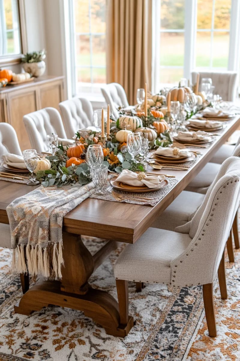vintage-inspired mercury glass candleholders paired with amber glassware 1