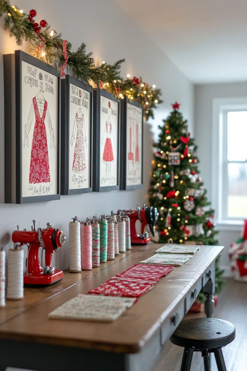 vintage sewing pattern envelopes transformed into christmas wall art 1