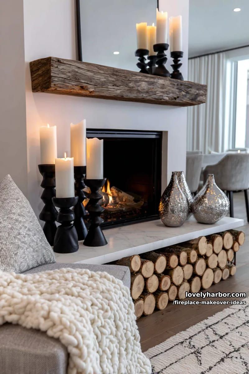 15 ideias inovadoras para reforma de lareira para uma sala de estar elegante 39 acentue sua lareira com castiçais esculturais e toras empilhadas para um apelo higiênico. 1