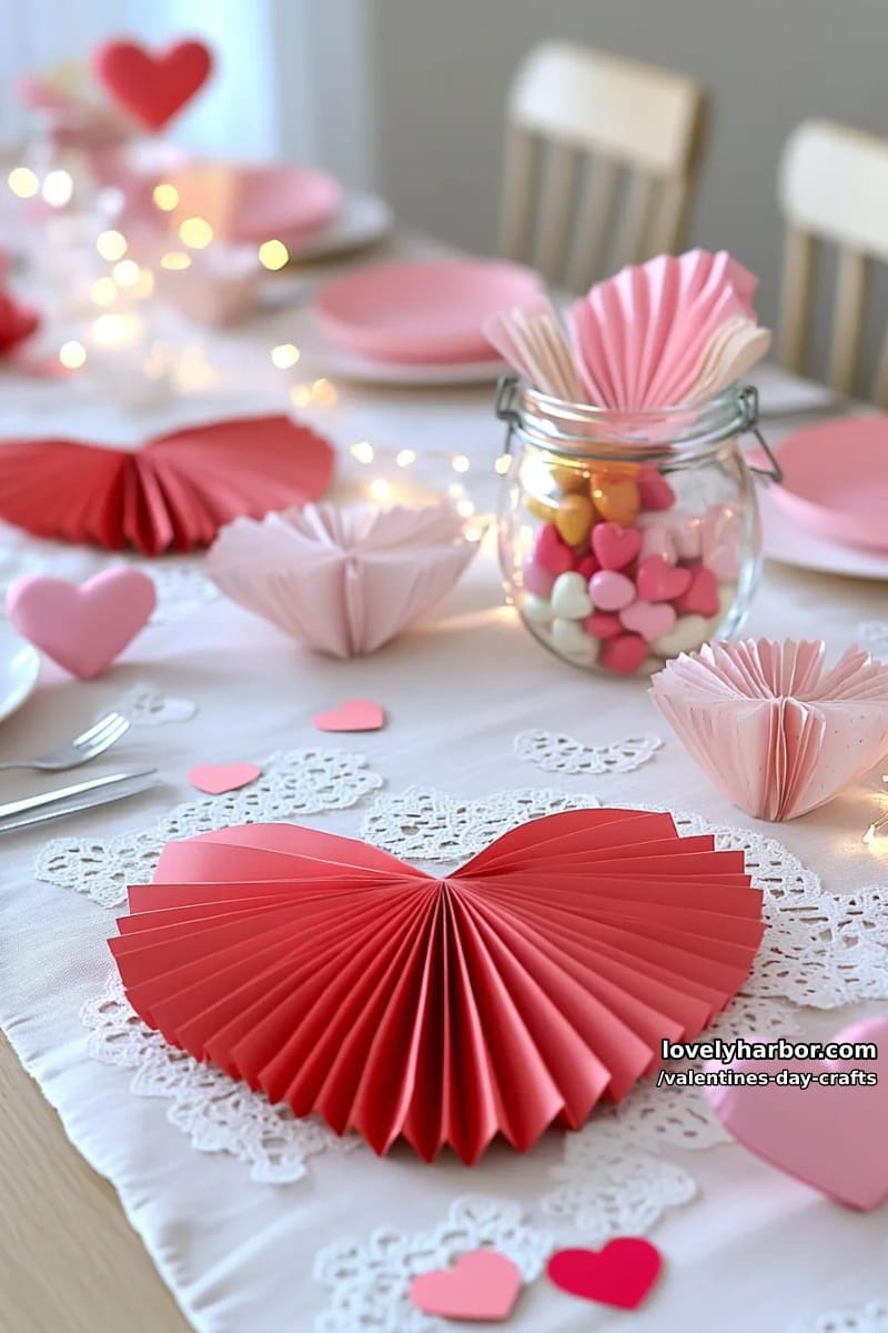 21 Unique Valentine’s Day Crafts to Warm Your Heart 66 accordion-fold heart fans for festive valentine’s party decorations 1