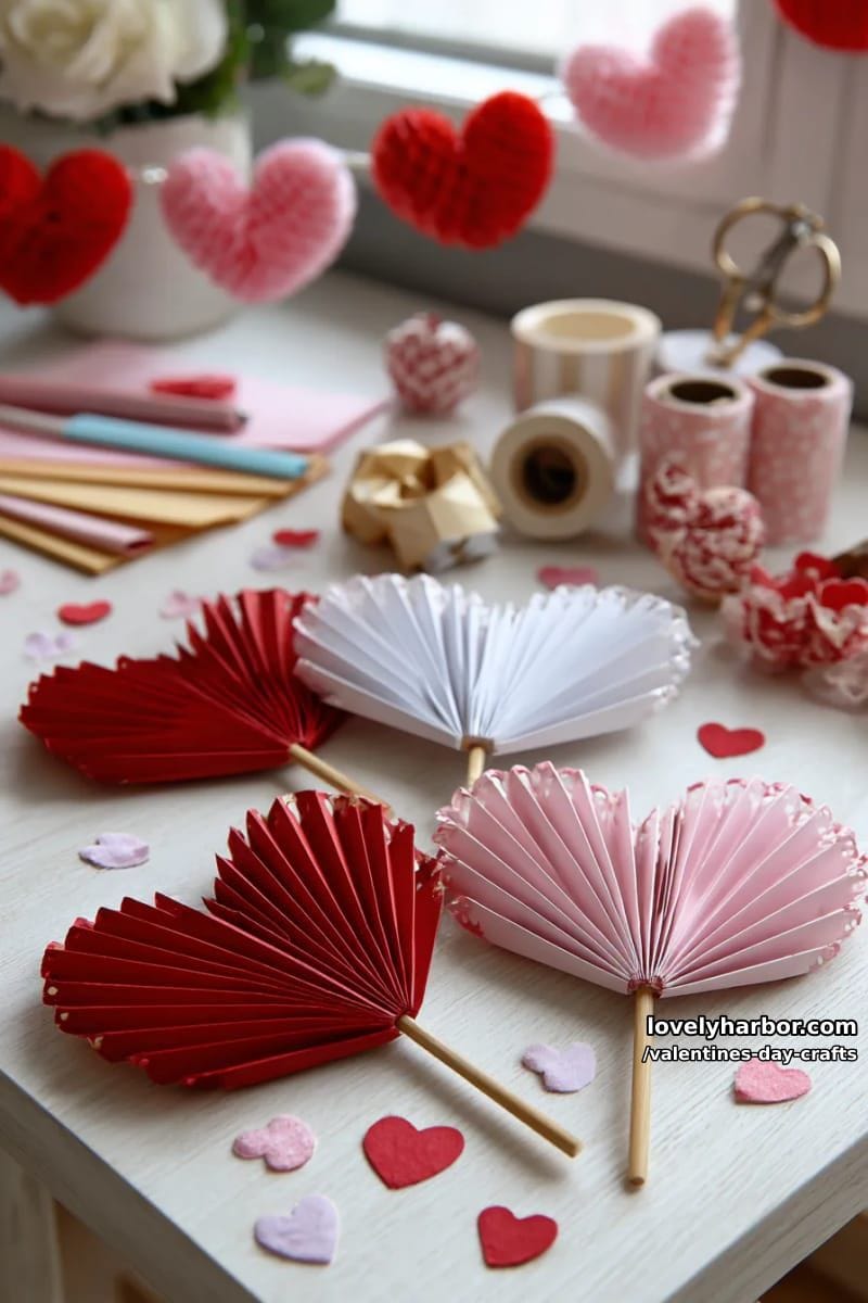 21 Unique Valentine’s Day Crafts to Warm Your Heart 70 accordion-fold heart fans for festive valentine’s party decorations 1