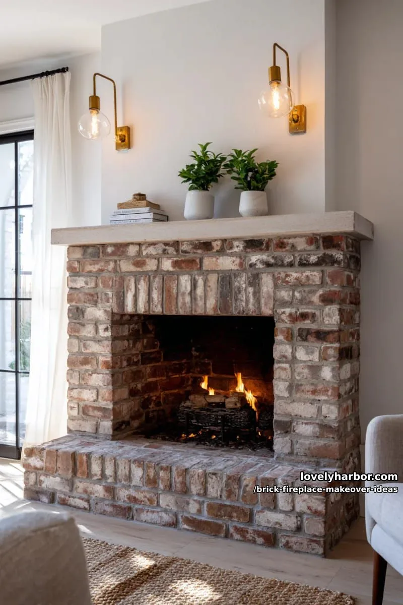 add gold or brass sconce lighting to illuminate textured brick. 1