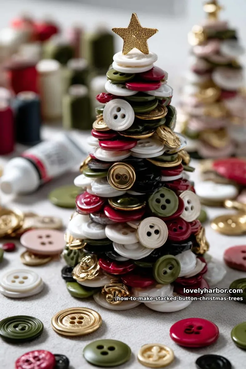 How to Make Stacked Button Christmas Trees for the Holidays 12 add the topper and finish 1