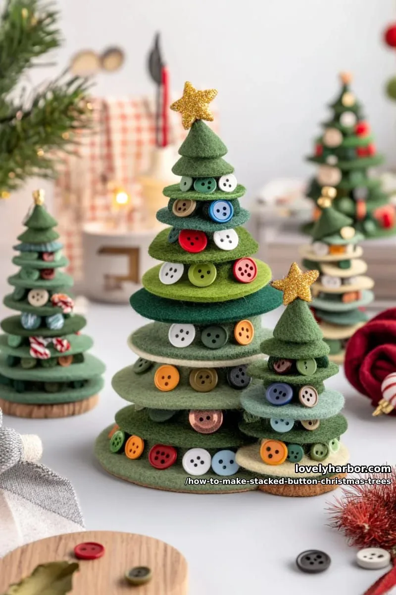 How to Make Stacked Button Christmas Trees for the Holidays 17 assemble the tree on the spine 1