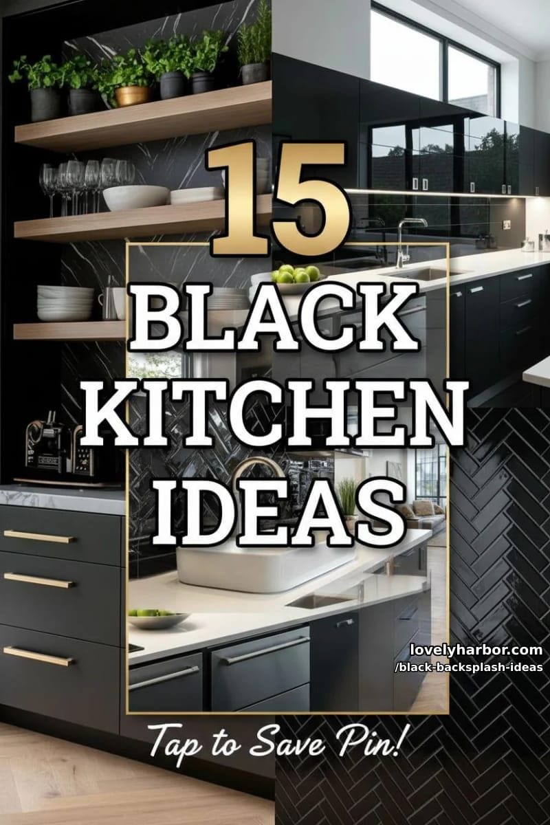 15 Black Backsplash Design Ideas for a Stylish Kitchen 35 black backsplash ideas - Collage 34