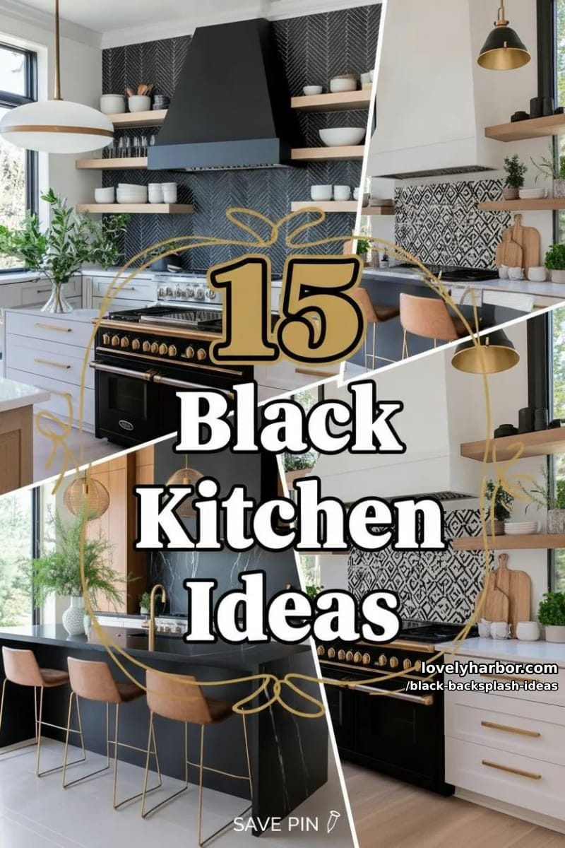 15 Black Backsplash Design Ideas for a Stylish Kitchen 37 black backsplash ideas - Collage 36