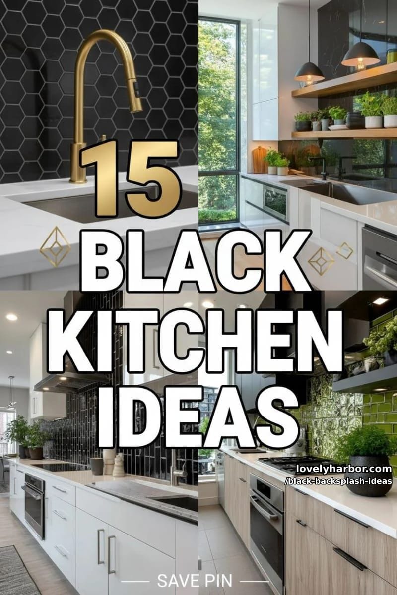 15 Black Backsplash Design Ideas for a Stylish Kitchen 38 black backsplash ideas - Collage 37