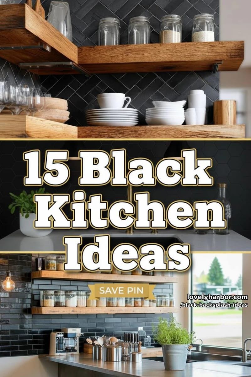 15 Black Backsplash Design Ideas for a Stylish Kitchen 40 black backsplash ideas - Collage 39