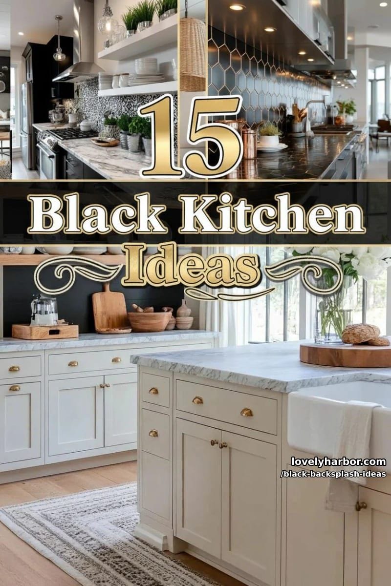 15 Black Backsplash Design Ideas for a Stylish Kitchen 41 black backsplash ideas - Collage 40