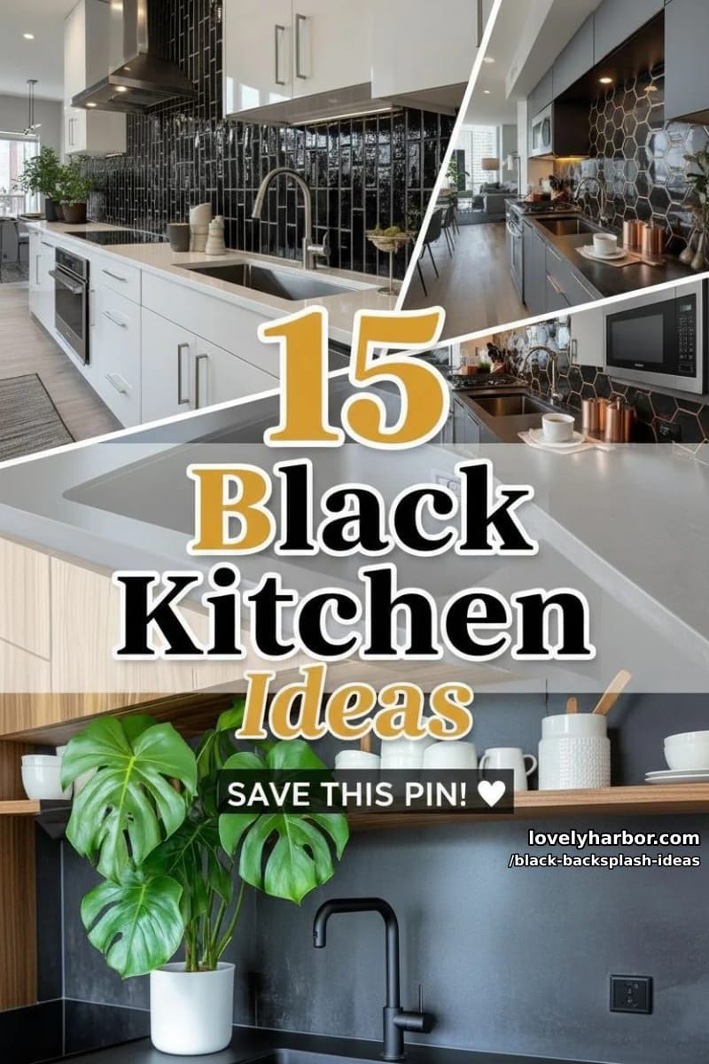 15 Black Backsplash Design Ideas for a Stylish Kitchen 42 black backsplash ideas - Collage 41
